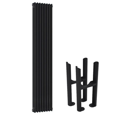 Homestylestore Black Cast Iron Style Vertical Triple Column Radiator With Feet 1800mm X 380mm from B&Q