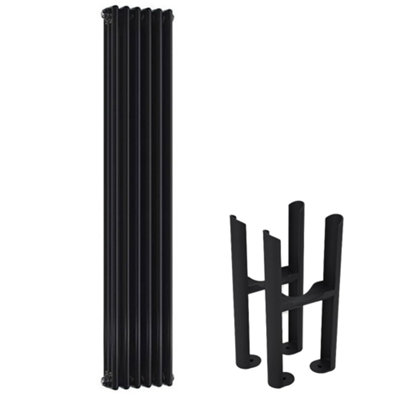 Homestylestore Black Cast Iron Style Vertical Triple Column Radiator With Feet 1800mm X 290mm from B&Q