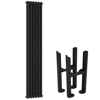 Homestylestore Black Cast Iron Style Vertical Double Column Radiator With Feet 1800mm X 290mm from B&Q