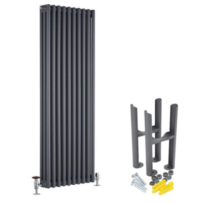 Homestylestore Anthracite Cast Iron Style Vertical Triple Column Radiator With Feet 1800mm X 470mm from B&Q