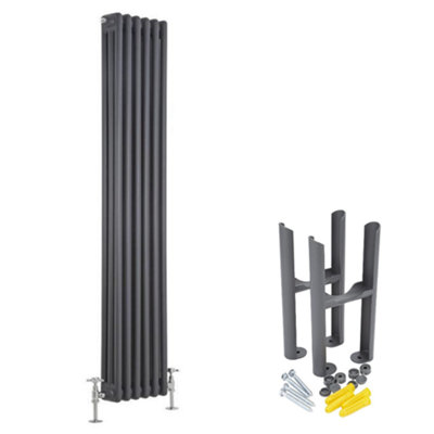 Homestylestore Anthracite Cast Iron Style Vertical Triple Column Radiator With Feet 1800mm X 290mm from B&Q