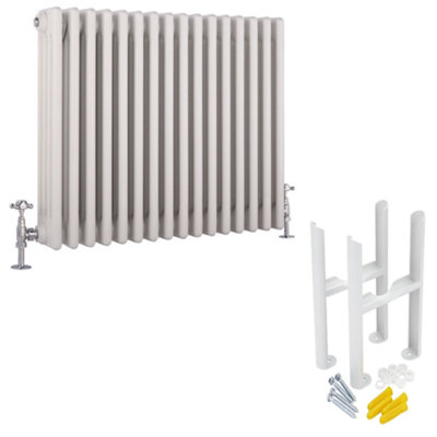 Homestylestore White Cast Iron Style Horizontal Four Column Radiator With Feet 600mm X 785mm from B&Q