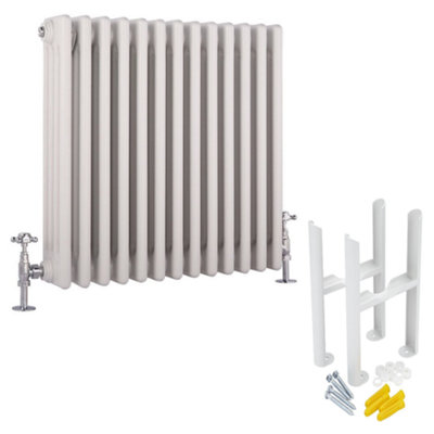 Homestylestore White Cast Iron Style Horizontal Four Column Radiator With Feet 600mm X 605mm from B&Q