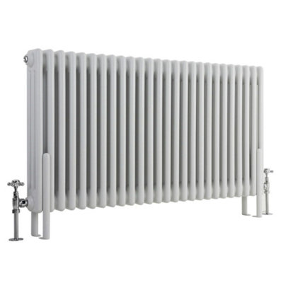 Homestylestore White Cast Iron Style Horizontal Triple Column Radiator With Feet 600mm X 1190mm from B&Q
