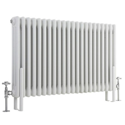 B&Q -  White Cast Iron Style Horizontal Triple Column Radiator With Feet 600mm X 1010mm
