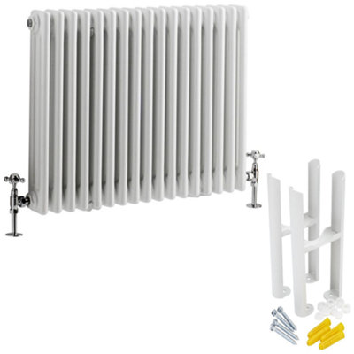 Homestylestore White Cast Iron Style Horizontal Triple Column Radiator With Feet 600mm X 785mm from B&Q