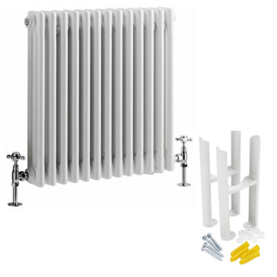 Homestylestore White Cast Iron Style Horizontal Triple Column Radiator With Feet 600mm X 605mm from B&Q