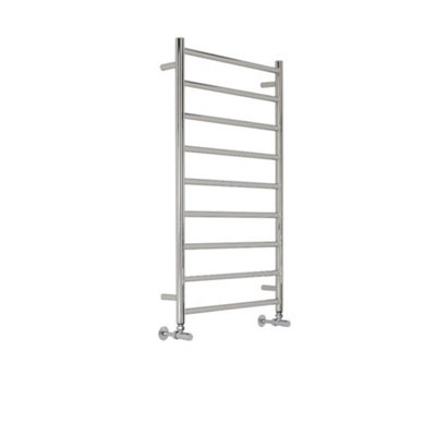 Homestylestore Chrome Flat Stainless Steel Ladder Style Heated Towel Rail Radiator 1000mm X 600mm from B&Q