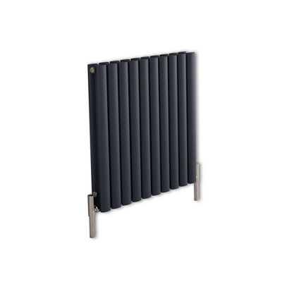 B&Q -  Anthracite Horizontal Double Oval Panel Aluminium Designer Radiator 600mm X 600mm