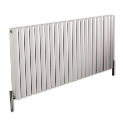 B&Q -  White Horizontal Double Oval Panel Aluminium Designer Radiator 600mm X 1380mm