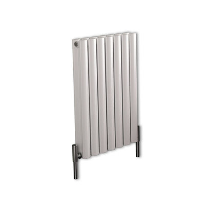 B&Q -  White Horizontal Double Oval Panel Aluminium Designer Radiator 600mm X 470mm
