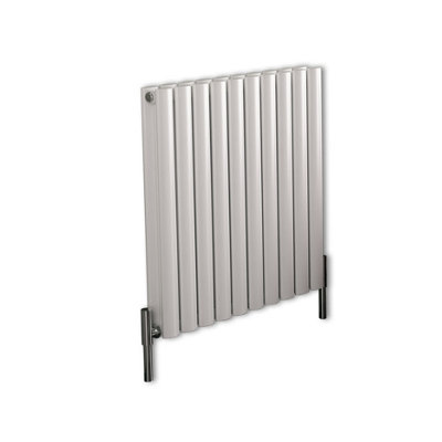 B&Q -  White Horizontal Double Oval Panel Aluminium Designer Radiator 600mm X 600mm