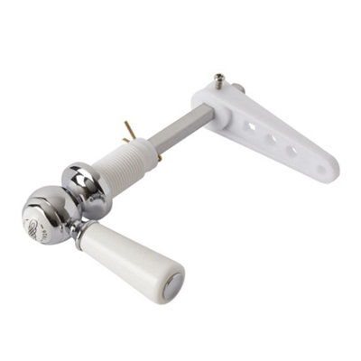 Homestylestore Chrome And White Toilet Flush Lever With Ceramic Handle from B&Q