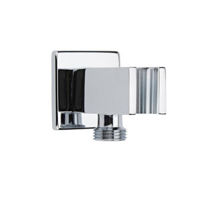 Homestylestore Chrome Square Integrated Hand Shower Outlet Elbow And Bracket from B&Q