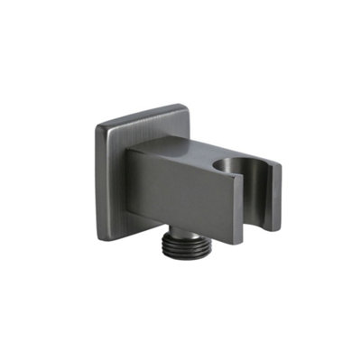 Homestylestore Gunmetal Grey Square Integrated Hand Shower Outlet Elbow And Bracket from B&Q