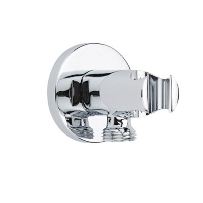 Homestylestore Chrome Round Shower Outlet Elbow And Hand Shower Bracket from B&Q