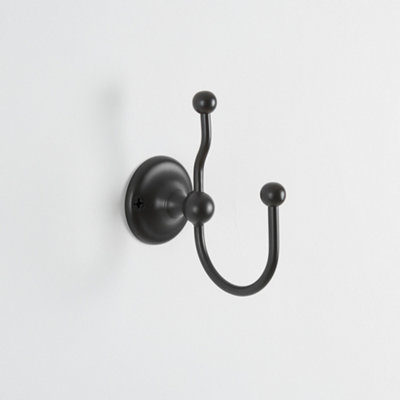Homestylestore Black Double Wall Mounted Bath Robe Or Towel Hook Holder from B&Q