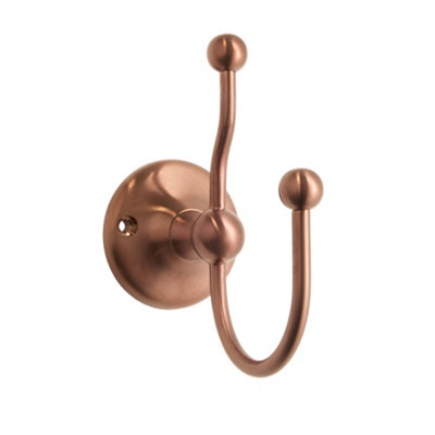 Homestylestore Brushed Copper Wall Mounted Double Bath Robe Towel Hook from B&Q