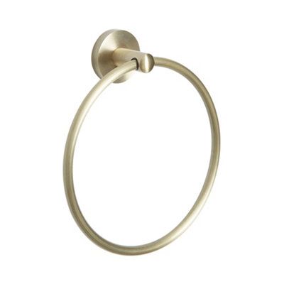 Homestylestore Antique Brass Bathroom Wall Mounted Round Towel Ring Holder from B&Q