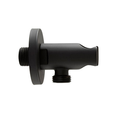 Homestylestore Black Round Hand Shower Outlet Elbow And Bracket from B&Q