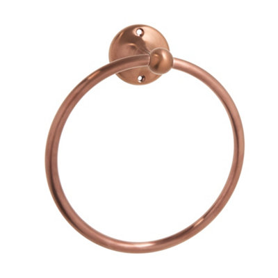 Homestylestore Brushed Copper Wall Mounted Round Towel Ring from B&Q