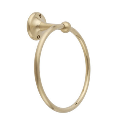 Homestylestore Brushed Brass Wall Mounted Round Towel Ring from B&Q