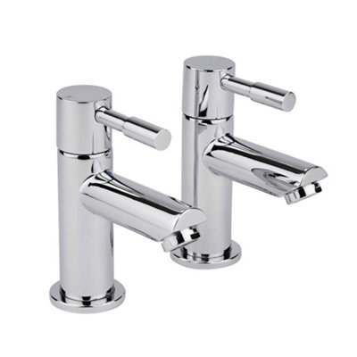 Homestylestore Chrome Bathroom Basin Pillar Taps from B&Q
