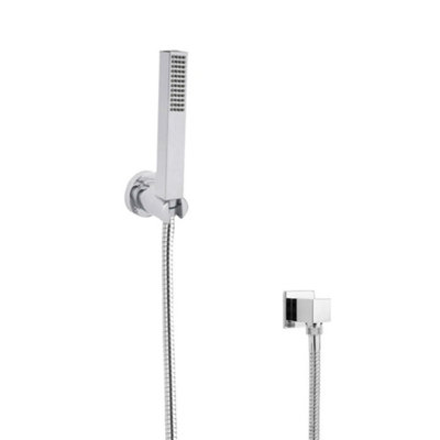 Homestylestore Chrome Square Hand Shower With Wall Bracket And Outlet Elbow from B&Q