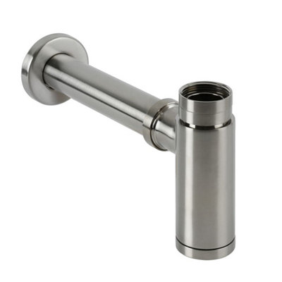 Homestylestore Brushed Nickel Exposed Bottle Trap For Wall Hung Or Washstand Basin from B&Q