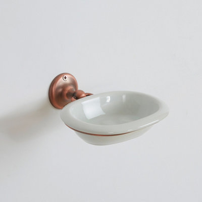 Homestylestore Oil Rubbed Bronze Wall Mounted White Ceramic Soap Dish And Holder from B&Q