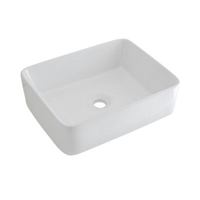 Homestylestore White Rectangular Countertop Bathroom Basin Sink 480 X 370mm from B&Q