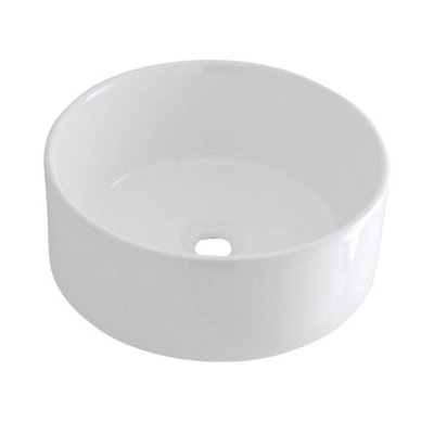 Homestylestore White Ceramic Round Countertop Bathroom Basin Sink 400mm from B&Q