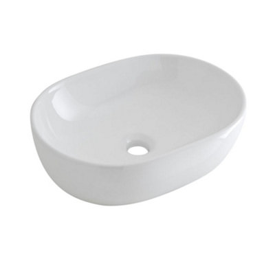 Homestylestore White Oval Countertop Bathroom Basin Sink 480 X 350mm from B&Q