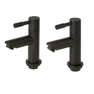 Homestylestore Black Bathroom Basin Pillar Taps from B&Q