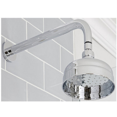 Homestylestore Chrome 155mm Round Fixed Shower Head With Wall Arm from B&Q