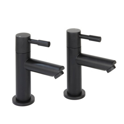 Homestylestore Black Bathroom Bath Pillar Taps from B&Q