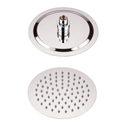 Homestylestore Chrome 300mm Round Ultra Thin Fixed Shower Head from B&Q