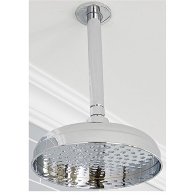 Homestylestore Chrome 205mm Round Fixed Shower Head With Ceiling Arm from B&Q