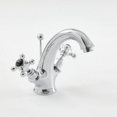 Homestylestore Chrome And Black Mono Bathroom Basin Mixer Tap With Crosshead Handles from B&Q