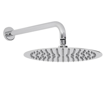 Homestylestore Chrome 300mm Round Fixed Shower Head With Wall Mounted Arm from B&Q