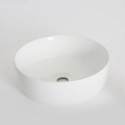 Homestylestore White Ceramic Round Countertop Bathroom Basin Sink 360mm from B&Q