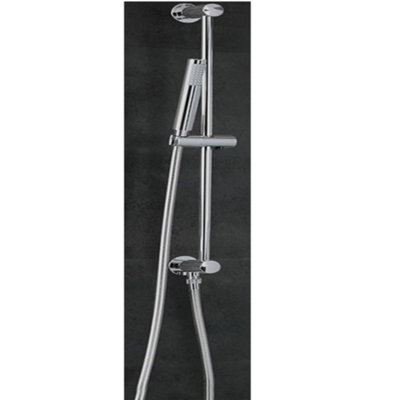 Homestylestore Chrome Pencil Hand Shower With HoseIntegrated Elbow And Riser Rail Kit from B&Q