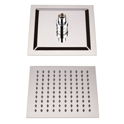 Homestylestore Chrome 300mm Square Ultra Thin Fixed Shower Head from B&Q