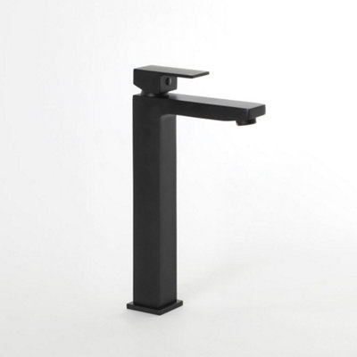 Homestylestore Black High Rise Mono Bathroom Basin Mixer Tap from B&Q