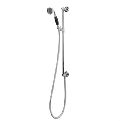 Homestylestore Chrome And Black Bathroom Riser Rail Kit Telephone Style Hand Shower And Integrated Elbow from B&Q