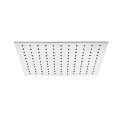 Homestylestore Chrome 400mm Square Ultra Thin Fixed Shower Head from B&Q