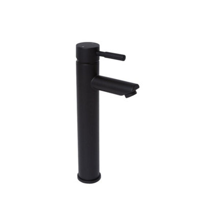 Homestylestore Black High Rise Mono Bathroom Basin Mixer Tap With Lever Handle from B&Q