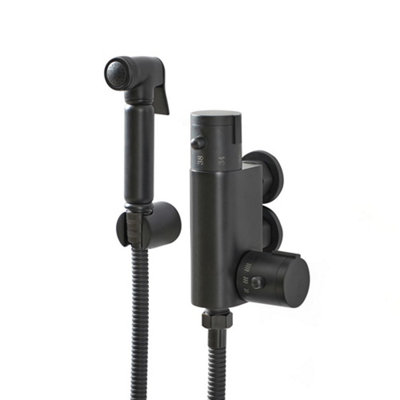 Homestylestore Black Bathroom Thermostatic Douche Shower Toilet Kit With Wall Bracket from B&Q