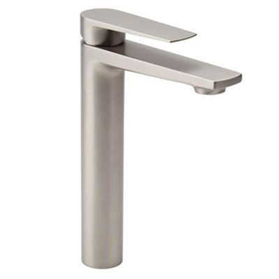 Homestylestore Brushed Nickel High Rise Mono Bathroom Basin Mixer Tap from B&Q