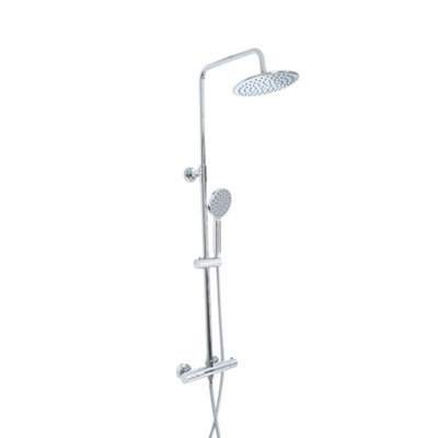 Homestylestore Chrome Round Thermostatic Bar Mixer Valve With Fixed Shower Head And Hand Shower Kit from B&Q
